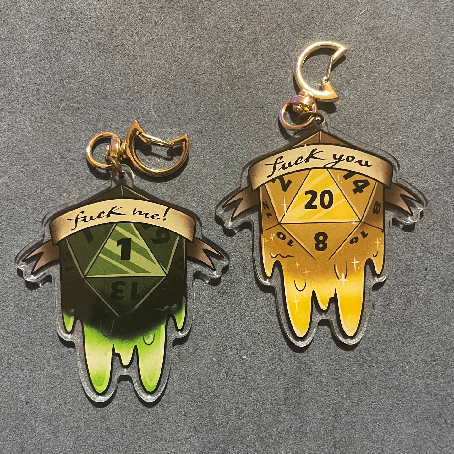 Double sided dice keychain