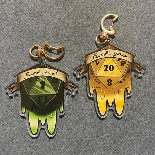 Double sided dice keychain